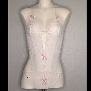 White one piece crotch less lingerie
